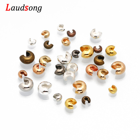 100 pcs/lot 3 4 5 mm cuivre rond couvre noeud ouvert sertissage fin perles bouchon entretoise perles pour bricolage bijoux fabrication résultats fournitures ► Photo 1/6