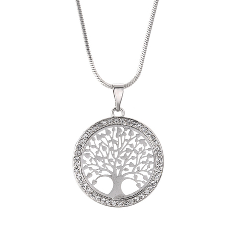 Nouvelle mode arbre de vie cristal rond petit pendentif collier élégant femmes bijoux cadeaux livraison directe 2022 ► Photo 1/5