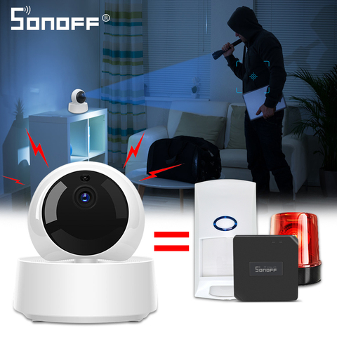 SONOFF GK-200MP2-B Mini sans fil Wifi caméra IP Ewelink APP 360 IR 1080P HD bébé moniteur Surveillance alarme de sécurité maison intelligente ► Photo 1/6