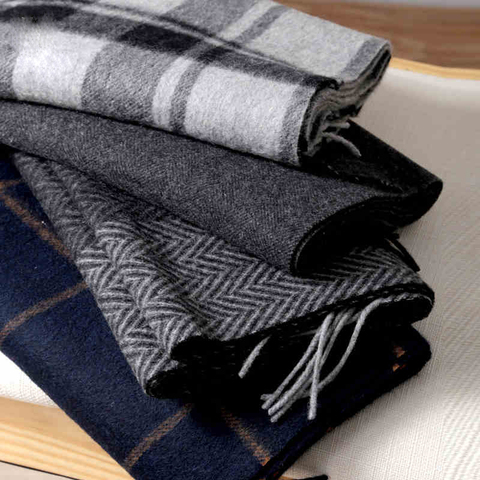 Écharpe hommes hiver bande solide Plaid laine écharpe de luxe classique chaud Long doux cachemire hiver écharpes pour hommes hiver accessoires ► Photo 1/6