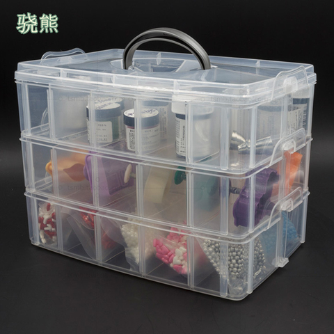 30 grilles boîte de rangement en plastique Portable détachable maison organisateur Transparent maquillage organisateur porta joias ► Photo 1/6