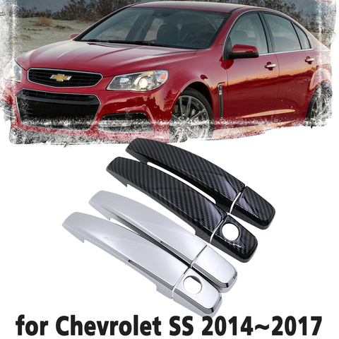 Poignée noire en Fiber de carbone ou garniture de porte latérale chromée, pour Chevrolet SS Holden marchandise VF 2014 ~ 2017, accessoires de voiture 2015 ► Photo 1/6