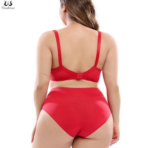 Xiushiren 6 couleurs grande taille femme Lingeries dentelle florale femmes ensemble de soutien-gorge 36-46 D DD E pleine tasse soutien-gorge sans doublure L-5XL culotte Ultra mince ► Photo 1/6