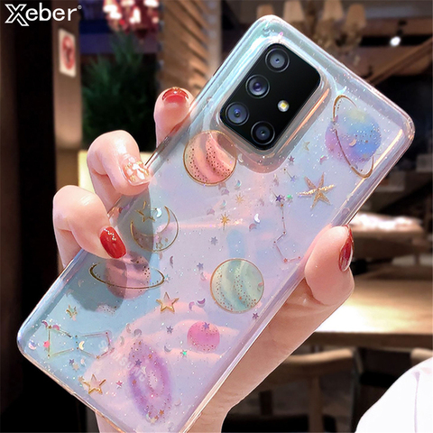 Brillant paillettes planète étoile clair étui en caoutchouc souple pour Samsung S20 FE Note 20 Ultra S10 S9 S8 Plus 8 9 10 Pro Lite M51 A51 A71 A30 ► Photo 1/6