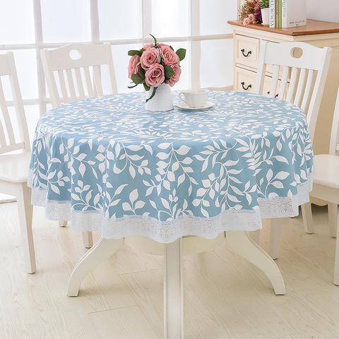 Nappe de Table ronde Style fleur pastorale PVC nappe de cuisine en plastique résistant à l'huile décorative élégante couverture de Table en tissu imperméable ► Photo 1/5