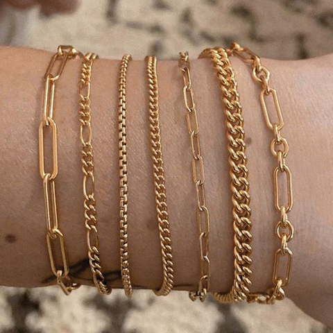 Vnox Chic femmes plat serpent chaîne chevrons Bracelets minimaliste acier inoxydable délicat bijoux pour dame femme réglable ► Photo 1/6