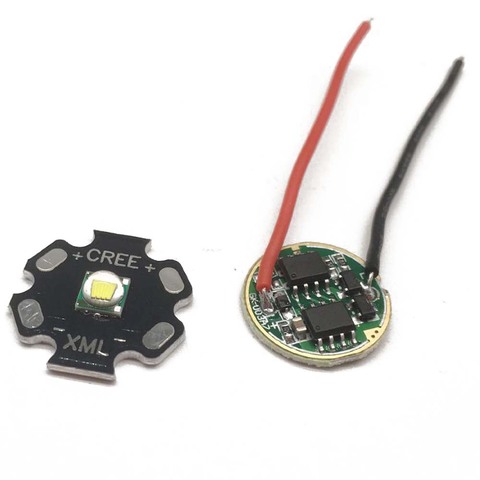 1 jeu de diodes émetteur haute puissance, LED, CREE XML XM-L T6 LED U2, 10W, blanc froid, avec PCB de 20mm + pilote + objectif ► Photo 1/4