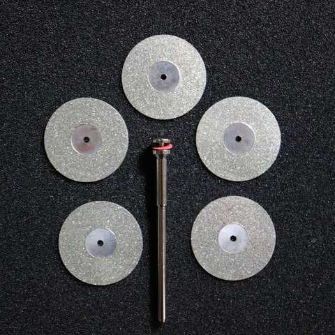 Disques diamant Double face pour laboratoire dentaire, outil de découpe, grain, diamètre 22mm, épaisseur 0.25mm, avec 1 mandrin, 5 pièces ► Photo 1/6