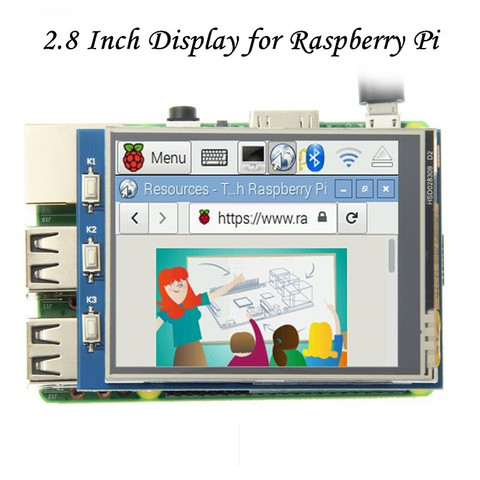 Écran tactile LCD 2.8 pouces TFT 2.8 pouces, écran 320*240P, panneau tactile résistif pour entrée Pi GPIO de Raspberry ► Photo 1/4