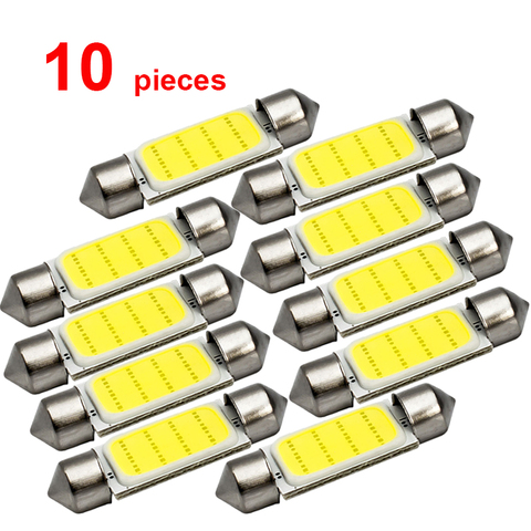 Lampe de lecture intérieure Festoon, 10x C5W, ampoule LED COB, plaque d'immatriculation Auto, dôme LED, Super brillante, lampe porte-bagages 31mm 36mm ► Photo 1/6