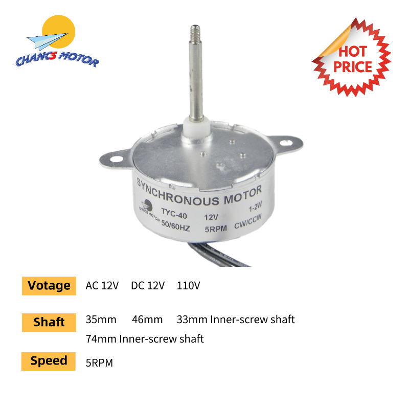 CHANCS Moteur Synchrone TYC-40 AC 12V 110V 5RPM Moteur À COURANT CONTINU Micro Moteur Électrique pour Halloween Décoration De Noël ► Photo 1/6
