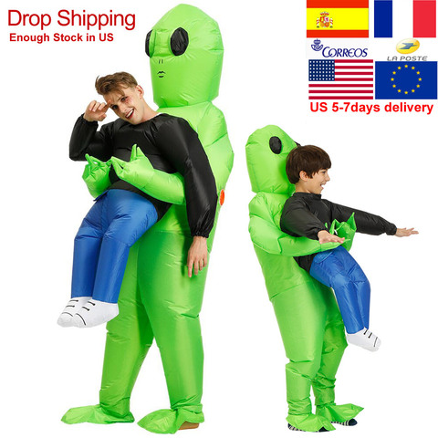 ET Alien monstre gonflable Costume effrayant vert Alien Cosplay Costume pour adulte Inlatable Costume fête Festival scène ► Photo 1/5