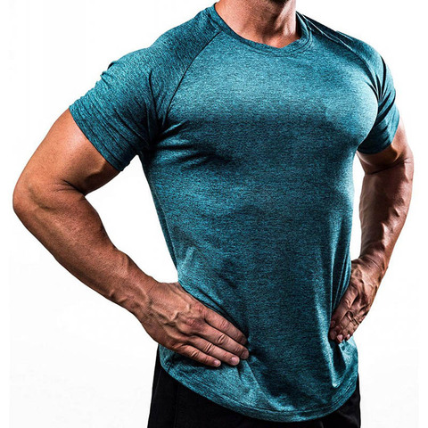 T-Shirt de Compression pour hommes, séchage rapide, Fitness, musculation, slim, GYM, Rashgard ► Photo 1/6