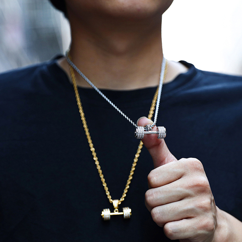 US7 – collier en cuivre brillant avec pendentifs de Fitness pour hommes, bijoux de sport, style Hip Hop ► Photo 1/6