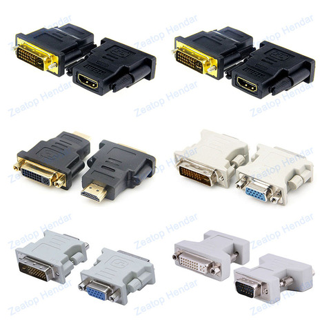 Adaptateur de convertisseur DVI 24 + 5 24 + 1 mâle femelle vers HDMI VGA mâle femelle, fiche HDTV HDCP 1080P ► Photo 1/2