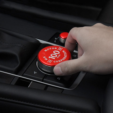 Autocollant de couvercle de bouton de commande centrale, en alliage d'aluminium, année 100, pour Mazda 3 Axela BP, accessoires 2022 ► Photo 1/6