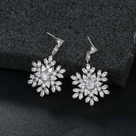 WEIMANJINGDIAN marque nouveauté brillant zircon cubique CZ cristal flocon de neige boucles d'oreilles pour les femmes mariée ou demoiselle d'honneur ► Photo 1/6