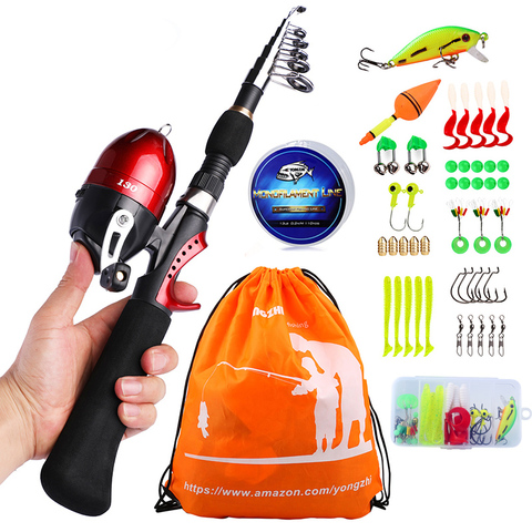 Sougayilang – canne à pêche télescopique Portable et moulinet, Combo avec ligne de pêche pour leurre, Kits complets, cadeau pour enfants, garçons et filles ► Photo 1/6