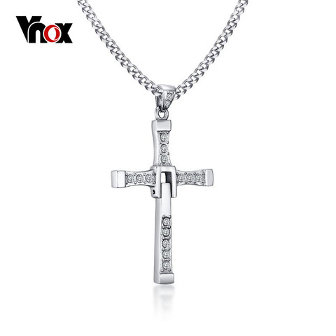 Vnox 316l En Acier Inoxydable Croix Collier Pendentif Le Rapide et le Furieux 8 Top Qualité pour Bon Goût Mâle Cadeau ► Photo 1/6