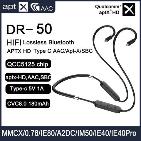 Nouveau câble de mise à niveau QCC5125 APTX HD Bluetooth 5.0 Type de micro C AAC/apt-x/SBC 2PIN 0.78mm MMCX IE40 PRO IE80S SE535 UE18 W4R TF10 QDC ► Photo 1/6