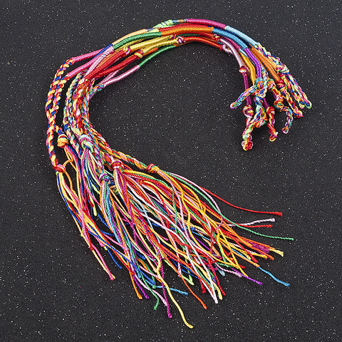 Ensemble de 10 tresses mélange de couleurs arc-en-ciel, nouvelle collection Bracelets pour femme, bijoux d'amitié, cadeau bricolage, bracelet en corde fait à la main, couleur aléatoire ► Photo 1/6