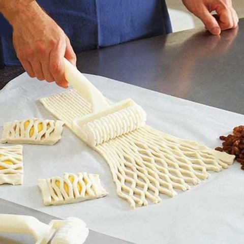 1 pièce coupe-rouleau tarte Pizza coupe-biscuits pâtisserie en plastique outils de cuisson ustensiles de cuisson gaufrage pâte rouleau de treillis artisanat ► Photo 1/6