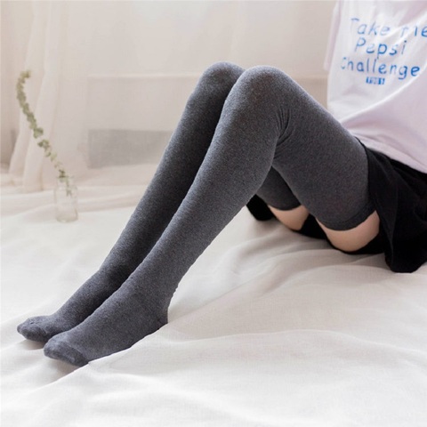 Chaussettes élastiques en coton doux, longues, pour femmes, à la mode, de 80cm, confortables sur les genoux (SO01) ► Photo 1/6