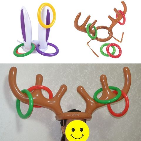 1 Pc noël gonflable renne bois anneau lancer jeu de noël fête accessoires amusants ► Photo 1/6