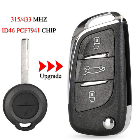 Kutery – clé télécommande intelligente, mise à niveau, 2 boutons, 454/315 Mhz, transpondeur id46-pcf7941chip, pour voiture Mercedes Benz Smart 433 Forfour et Mitsubishi Colt ► Photo 1/4