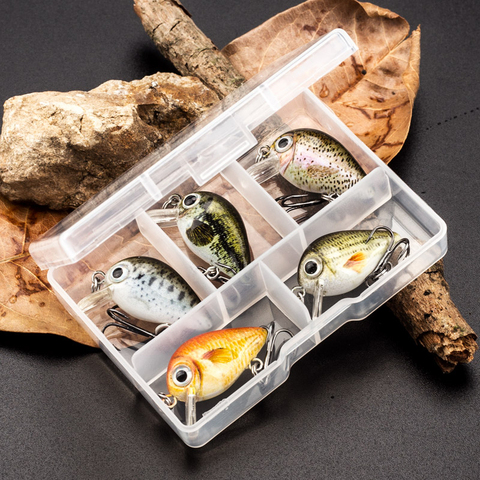 1.5g/2.8cm Mini manivelle 5 pièces flottant Wobblers pêche leurre ensemble Wobblers appâts artificiels faux poisson leurres durs vairon attirail ► Photo 1/6