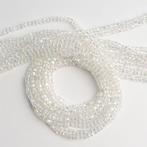 Cube blanc Transparent de 2mm, 195 pièces, perles carrées en cristal, entretoise en vrac, utilisées pour la fabrication de bracelets et de colliers, à faire soi-même ► Photo 1/5