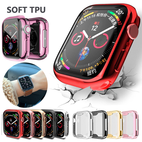 Housse de montre pour Apple Watch série 5 4 3 2 1 bandes 42mm 38mm 40mm 44mm mince protecteur de boîtier en TPU pour iWatch 4 3 42mm 38mm ► Photo 1/5