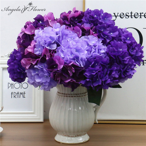 Grand Bouquet de fleurs artificielles 6 têtes, hortensia en soie, Bouquet de mariée, fausse fleur, décor de maison, mur de fleurs, cadeau de noël ► Photo 1/6