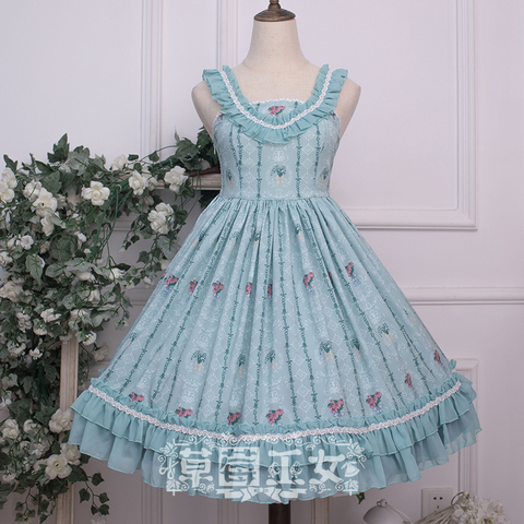 Robe Lolita JSK, motif floral, motif imprimé mignon pour sorcière fraise ► Photo 1/6