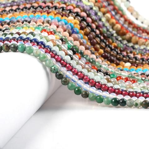 Perles rondes semi-précieuses en pierre naturelle, pour bricolage, fabrication artisanale de collier, Bracelet, couture, artisanat, bijoux, accessoires ► Photo 1/6