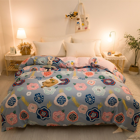 Housse de couette à feuilles et fleurs, nouveau Style nordique, housse de couette/couverture, pour lit double, Queen Size, King Size, en lin, 1 pièce ► Photo 1/4