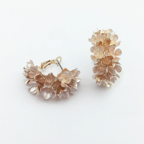 Mode à la mode nouveau design rose or petite fleur cerceau boucle d'oreille pour les femmes et les filles fête cadeau bijoux ► Photo 1/6