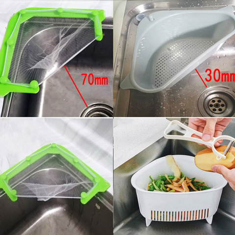 Sac filtrant en filet suspendu, support de Drainage triangulaire polyvalent, panier de vidange, filtre d'évier de cuisine, restes de soupe, égouttoir de résidus alimentaires ► Photo 1/6