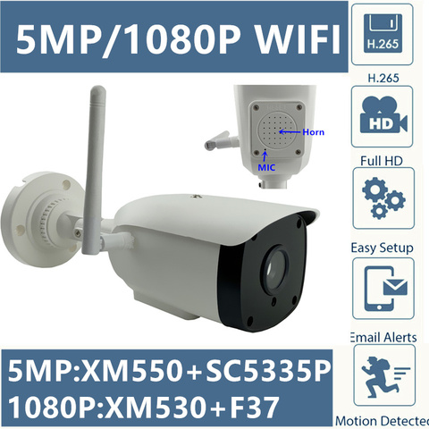 WIFI Sans Fil H.265 IP Bullet Caméra Sony IMX291 + 3516C/E 3.0MP 2048*1536 1080 P StarLight Intelligente analys IP66 Étanche CMS ► Photo 1/6