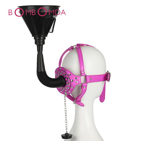 BDSM – jouets sexuels de Bondage pour Couples, sangle d'entonnoir, Gag en cuir noir, Fixation buccale, anneau de muselière, jeux pour adultes ► Photo 1/1