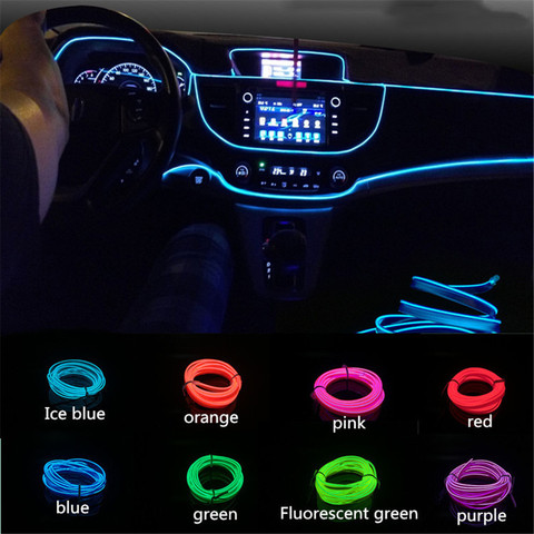 1M 3M 5M voiture EL fil led bande atmosphère lumière pour bricolage flexible AUTO intérieur lampe fête décoration lumières néon bandes 12V USB ► Photo 1/6