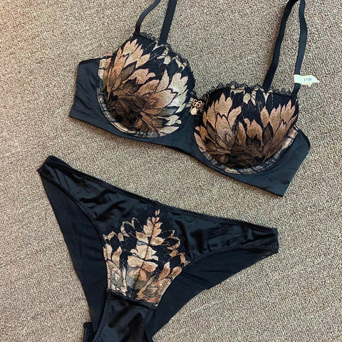 Ensemble soutien-gorge et culotte en dentelle brodée, Sexy, Push Up, sous-vêtements, rembourré, Lingerie pour femmes, nouvelle collection automne et hiver B C D Cup ► Photo 1/6