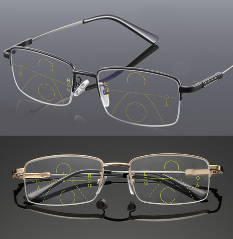 Lunettes de lecture progressives multifocales hommes Anti rayon bleu titane ► Photo 1/6