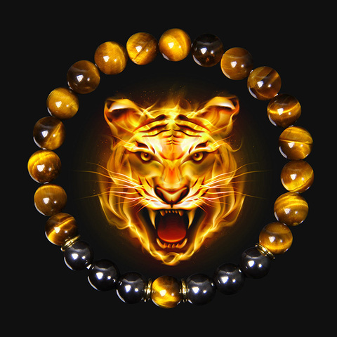 Haute qualité pierre naturelle oeil de tigre perles Bracelet à breloques 8mm hématite perlé Yoga énergie Bracelet pour femmes hommes bijoux cadeaux ► Photo 1/6