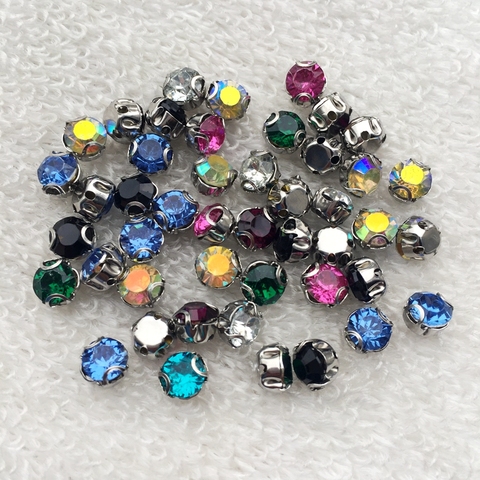 Strass ronds en résine cristal 6mm, 100 pièces, perceuse à griffes, cristal clair AB, couture sur vêtements ► Photo 1/6