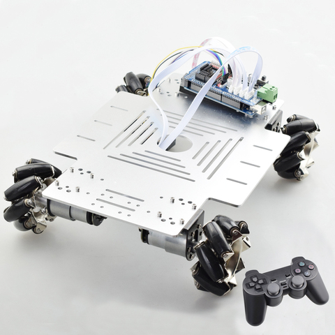 Plate-forme intelligente d'omni de Kit de châssis de voiture de Robot de roue de Mecanum de RC de la grande charge 25KG avec le contrôleur PS2 Mega2560 pour le projet d'arduino ► Photo 1/6