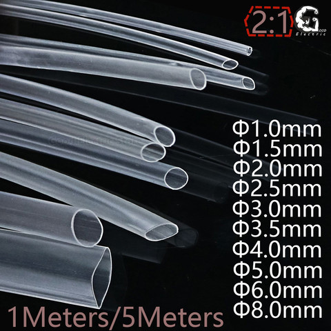 Kits thermorétractables transparents, gaine thermorétractable, 1mm, 1.5mm, 2mm, 2.5mm, 3mm, 4mm, 5mm, 6mm, 8mm, gaine thermorétractable transparente ► Photo 1/6