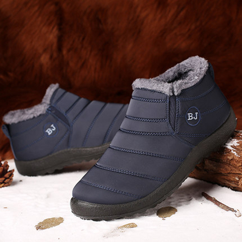 Chaussures d'hiver pour hommes bottes sans lacet fourrure chaude hiver baskets hommes bottes de neige imperméable bottines Chaussure Homme articles chaussants pour hommes ► Photo 1/6