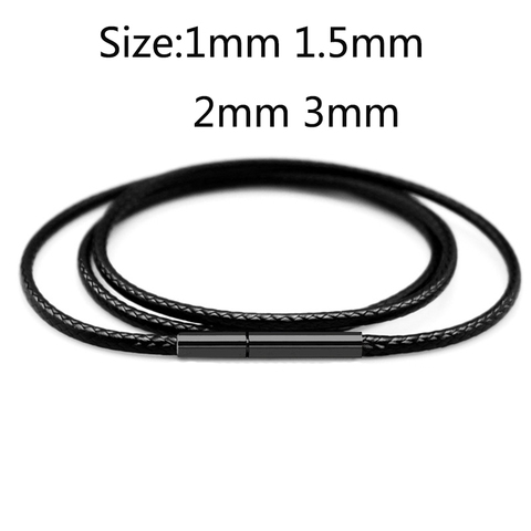 Collier de chaîne en cuir noir pour femmes hommes à la main ciré tresse corde en acier inoxydable fermoir collier cou pendentif chaîne bijoux ► Photo 1/3