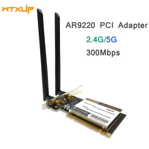 Atheros AR9220 802.11a/b/g/n 2.4GHz/5GHz 300Mbps adaptateur de bureau PCI WiFi carte réseau sans fil pour ROS/Windows 7/8/10 ► Photo 1/5